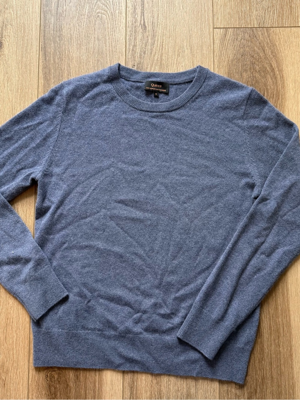 Quince mongolian cashmere Crewneck Sweater in Heather Blue size small